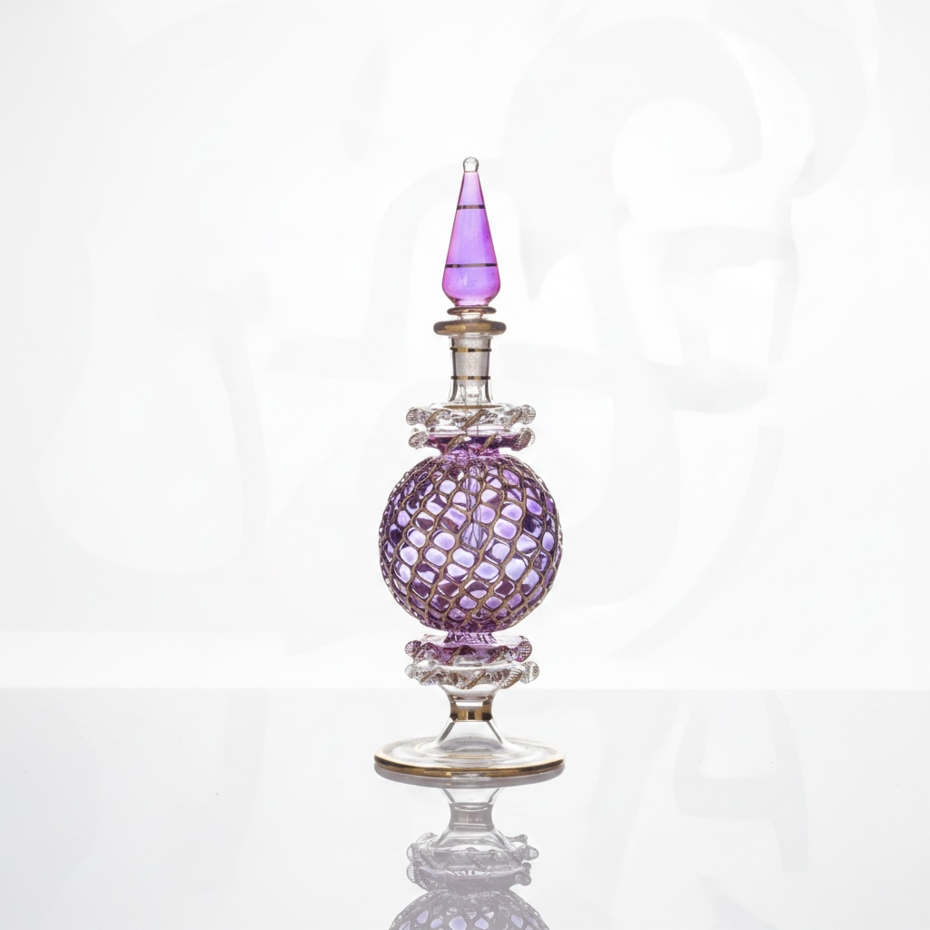 Layla — Hand-Blown Perfume Bottle in Violet & 24K Gold Net