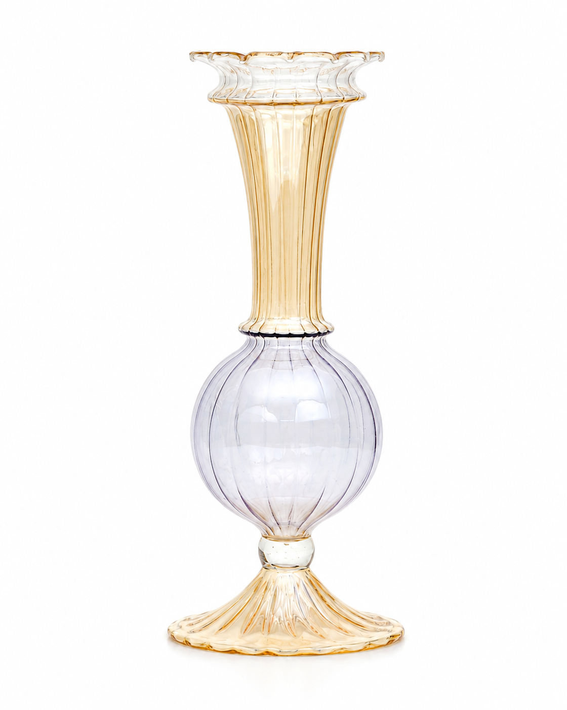 FAJR Two-Tone Glass Vase Amber & Lilac | Mouth-Blown in Cairo | MISHKAH