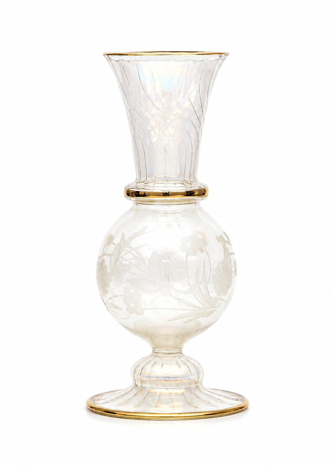 Naqsh Hand-Engraved Vase — Blown Egyptian Glass, 24K Gold