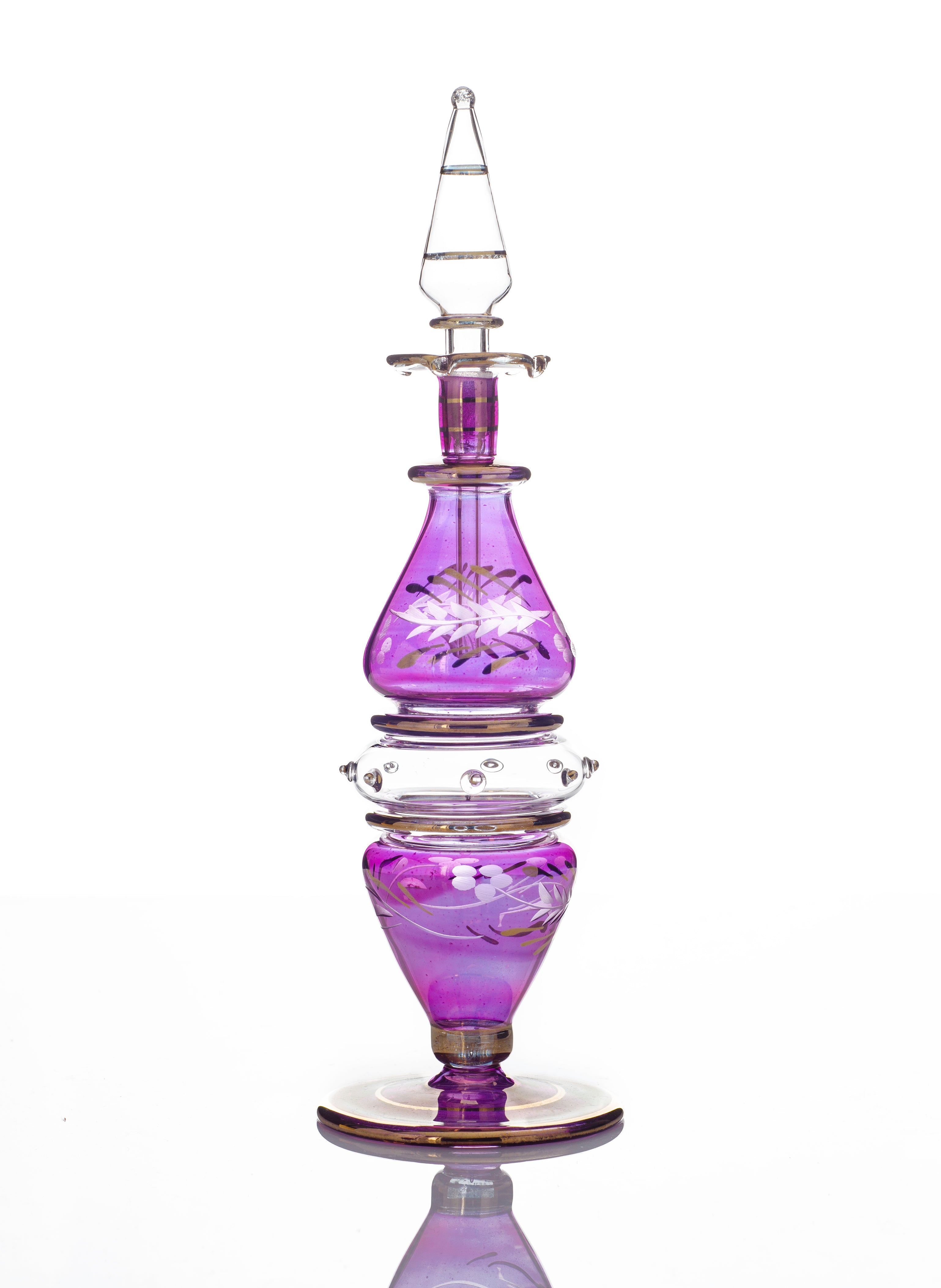 Warda — Etched Floral Perfume Bottle in Violet & 24K Gold