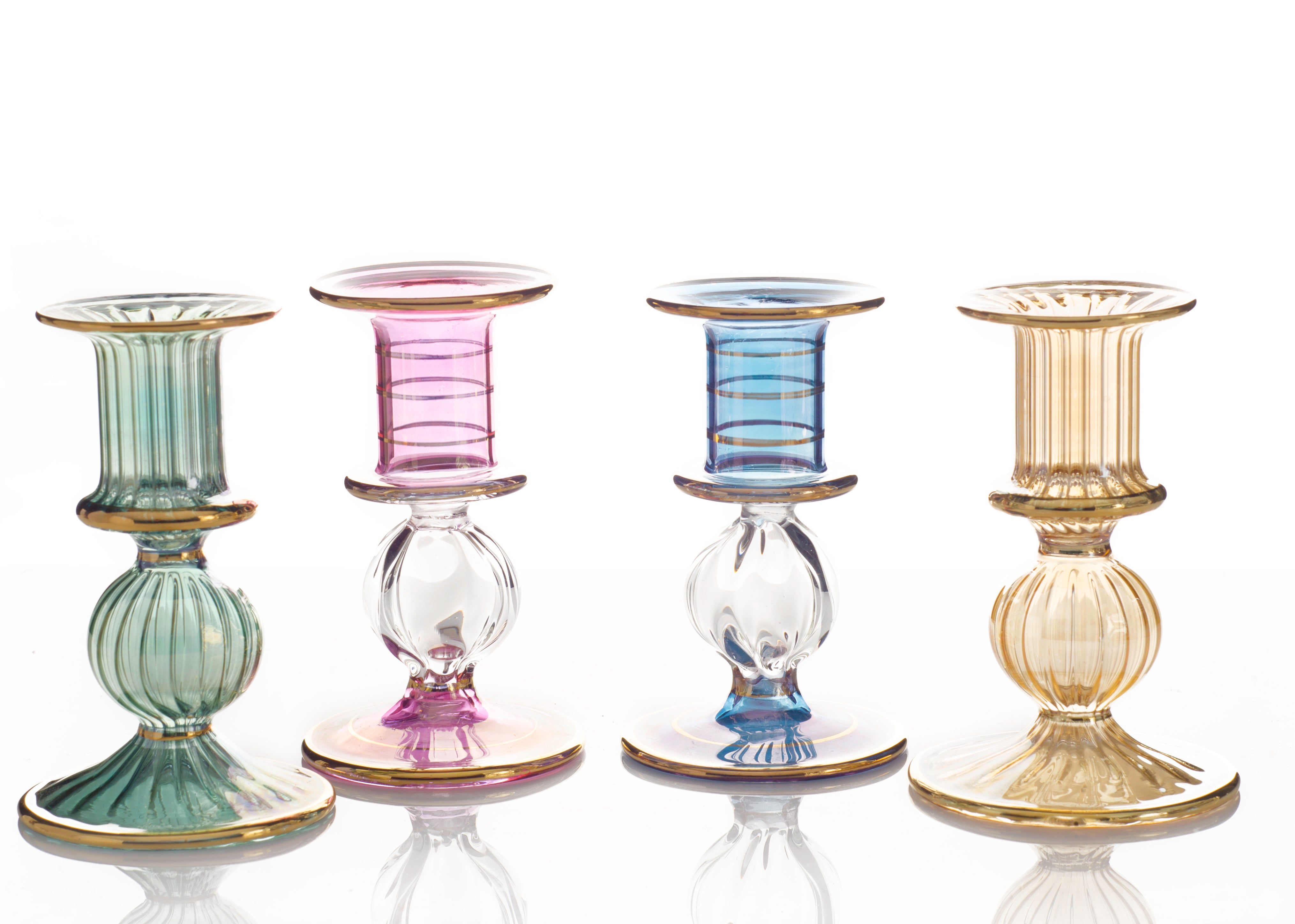 NUJUM Glass Candleholder Set of 4 | Mouth-Blown in Cairo | MISHKAH