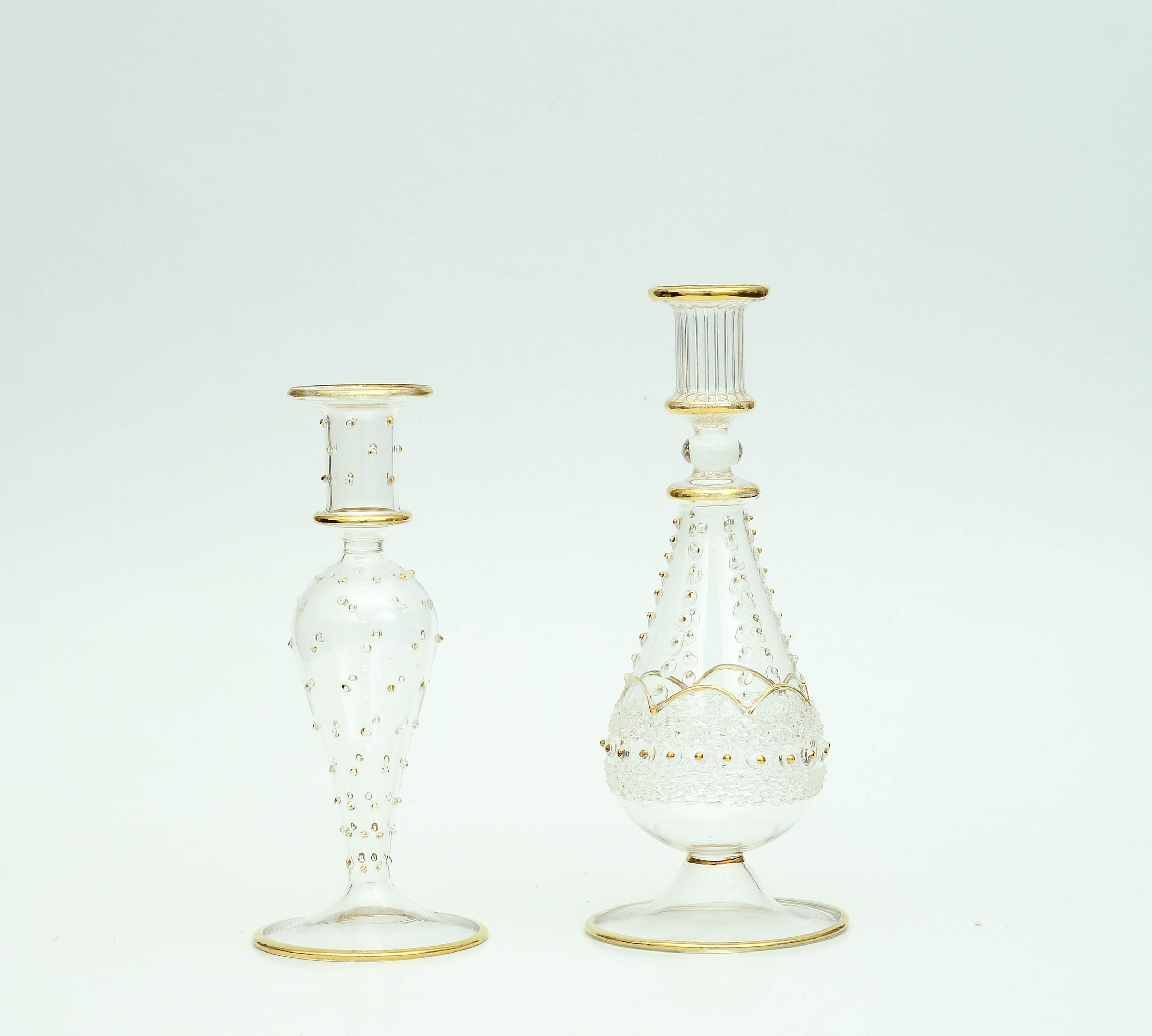 Noor — Clear Glass Candlestick with 24K Gold Beading