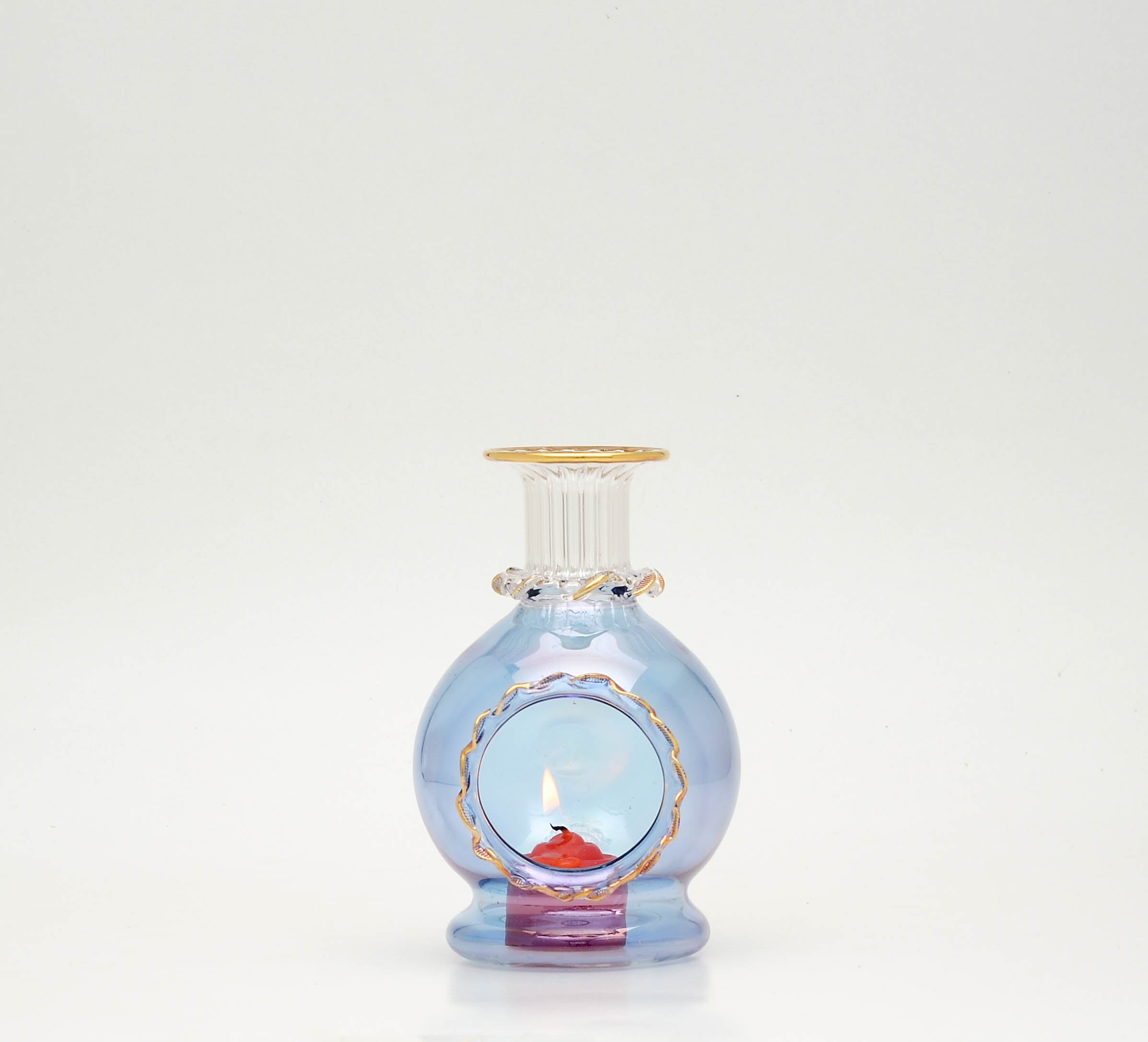 The Mishkah — Hand-Blown Glass Candle Lantern with Gilded Window
