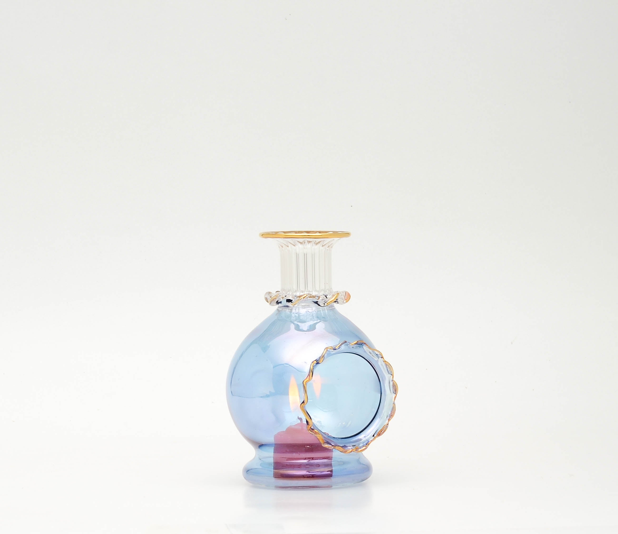 The Mishkah — Hand-Blown Glass Candle Lantern with Gilded Window