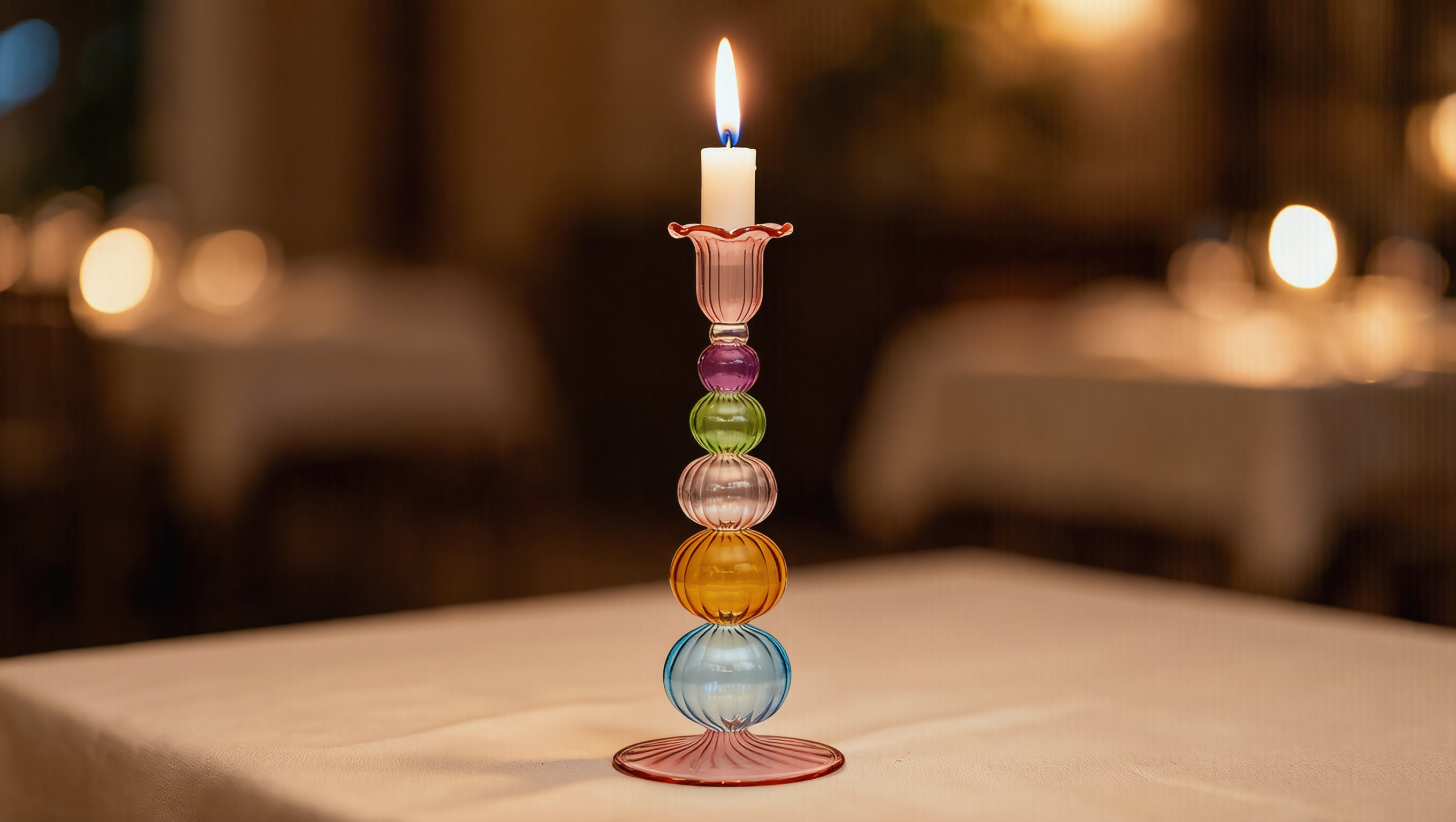TAYF Multicolor Glass Candlestick | Mouth-Blown in Cairo | MISHKAH