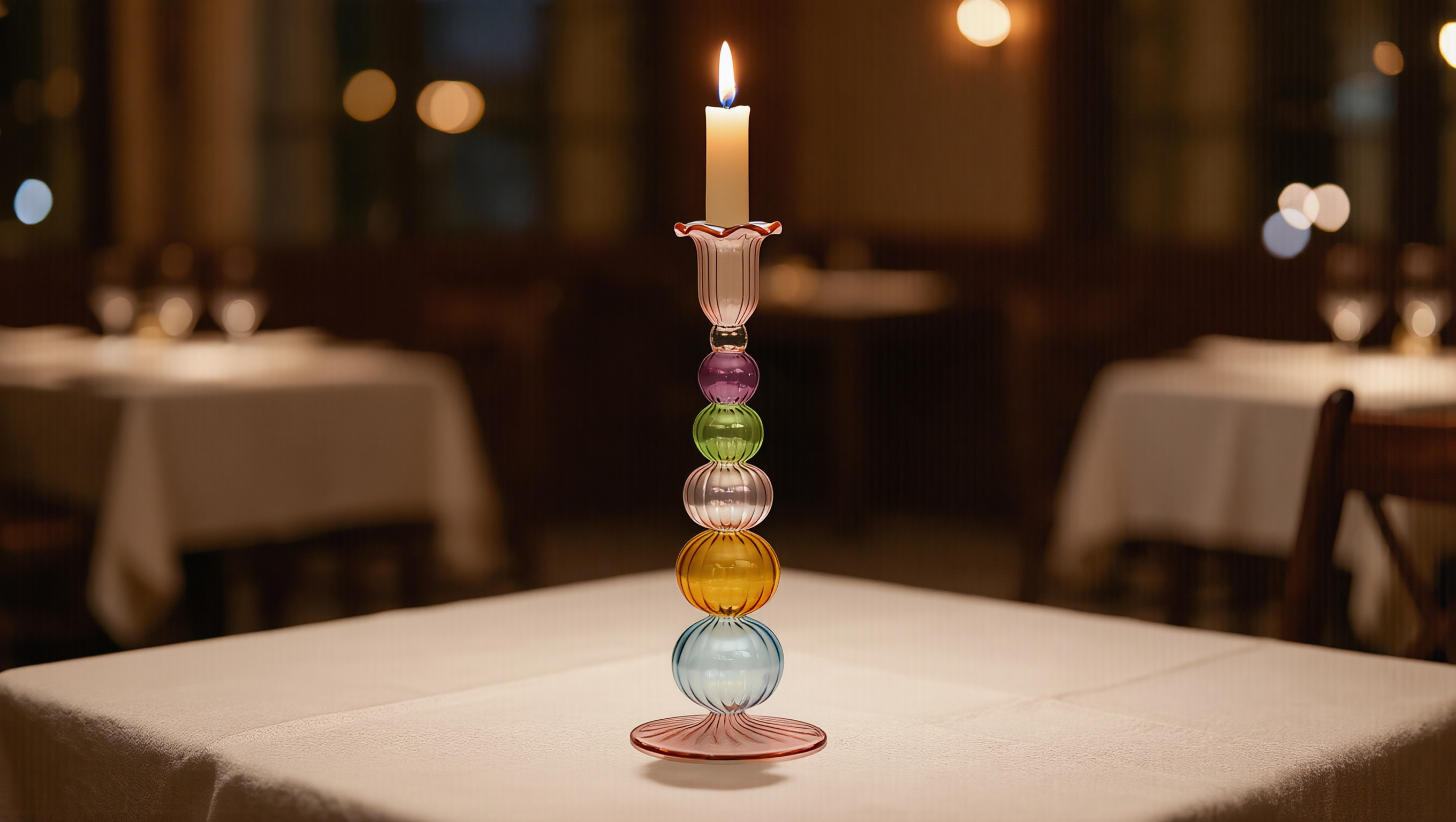 TAYF Multicolor Glass Candlestick | Mouth-Blown in Cairo | MISHKAH