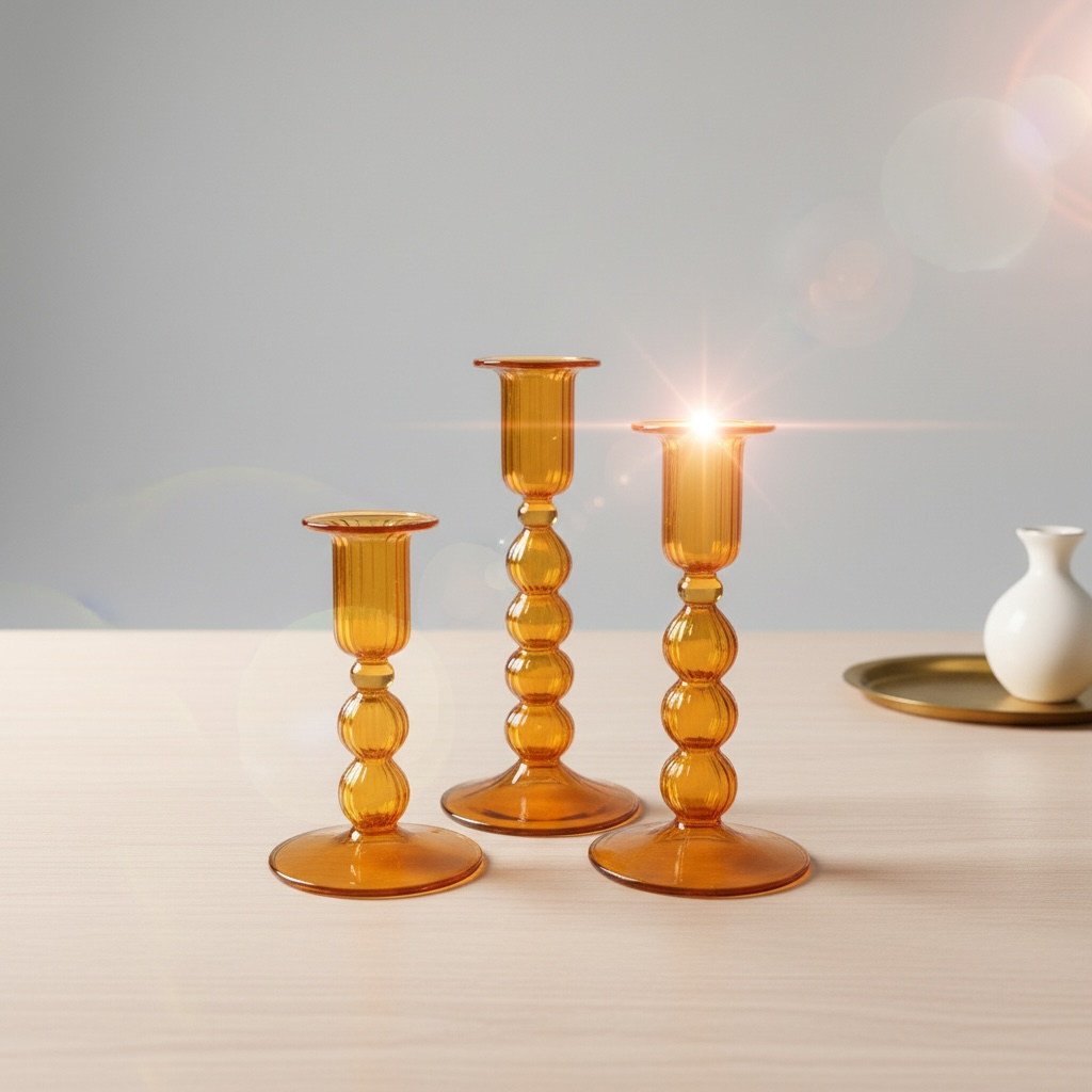 Aqua Fluted Candlestick