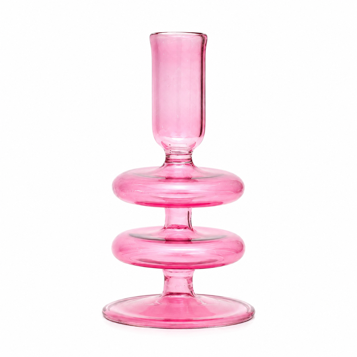 SHAFAQ Rose Glass Candlestick | Mouth-Blown in Cairo | MISHKAH