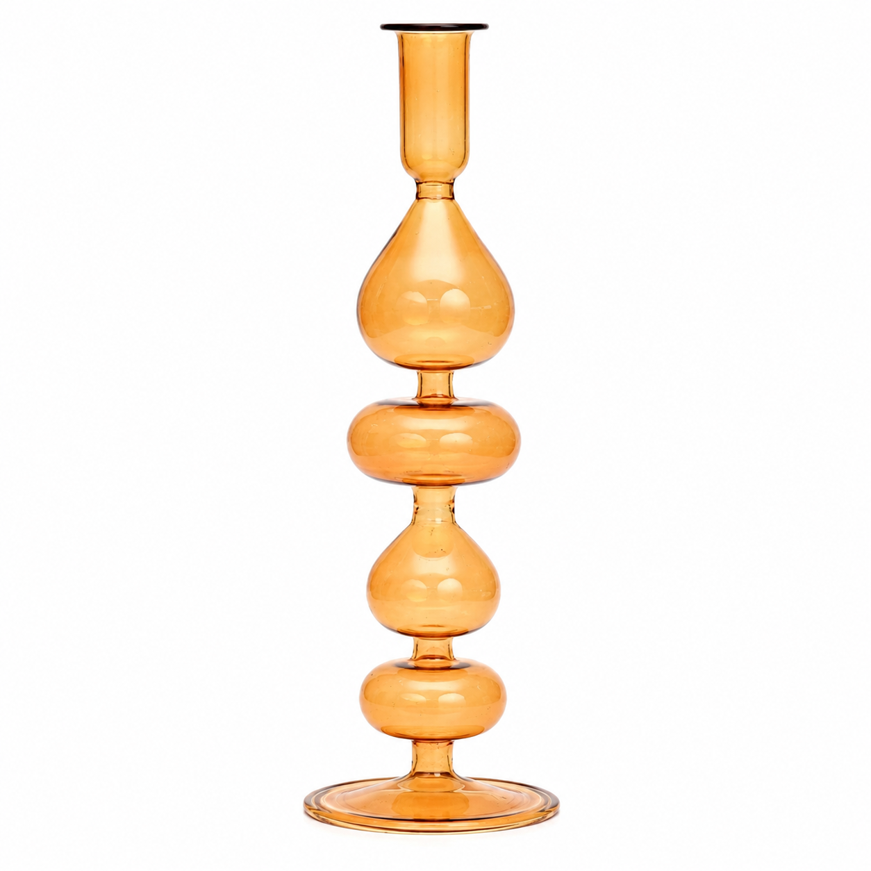 ASAL Honey Amber Glass Candlestick | Mouth-Blown in Cairo | MISHKAH