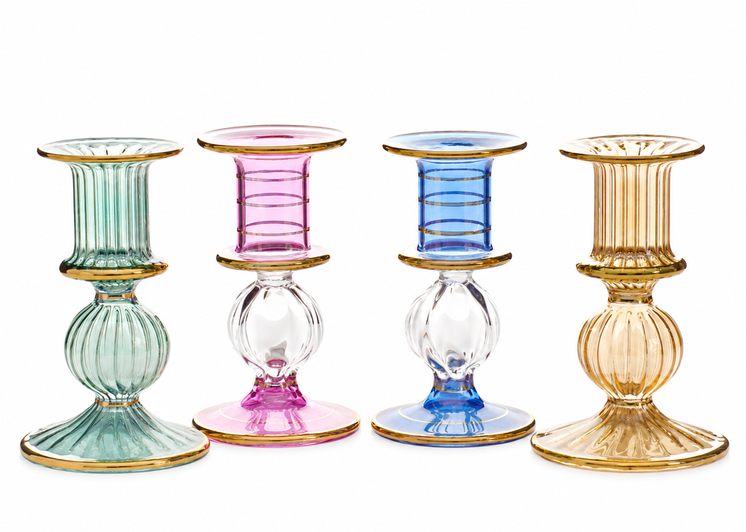 NUJUM Glass Candleholder Set of 4 | Mouth-Blown in Cairo | MISHKAH