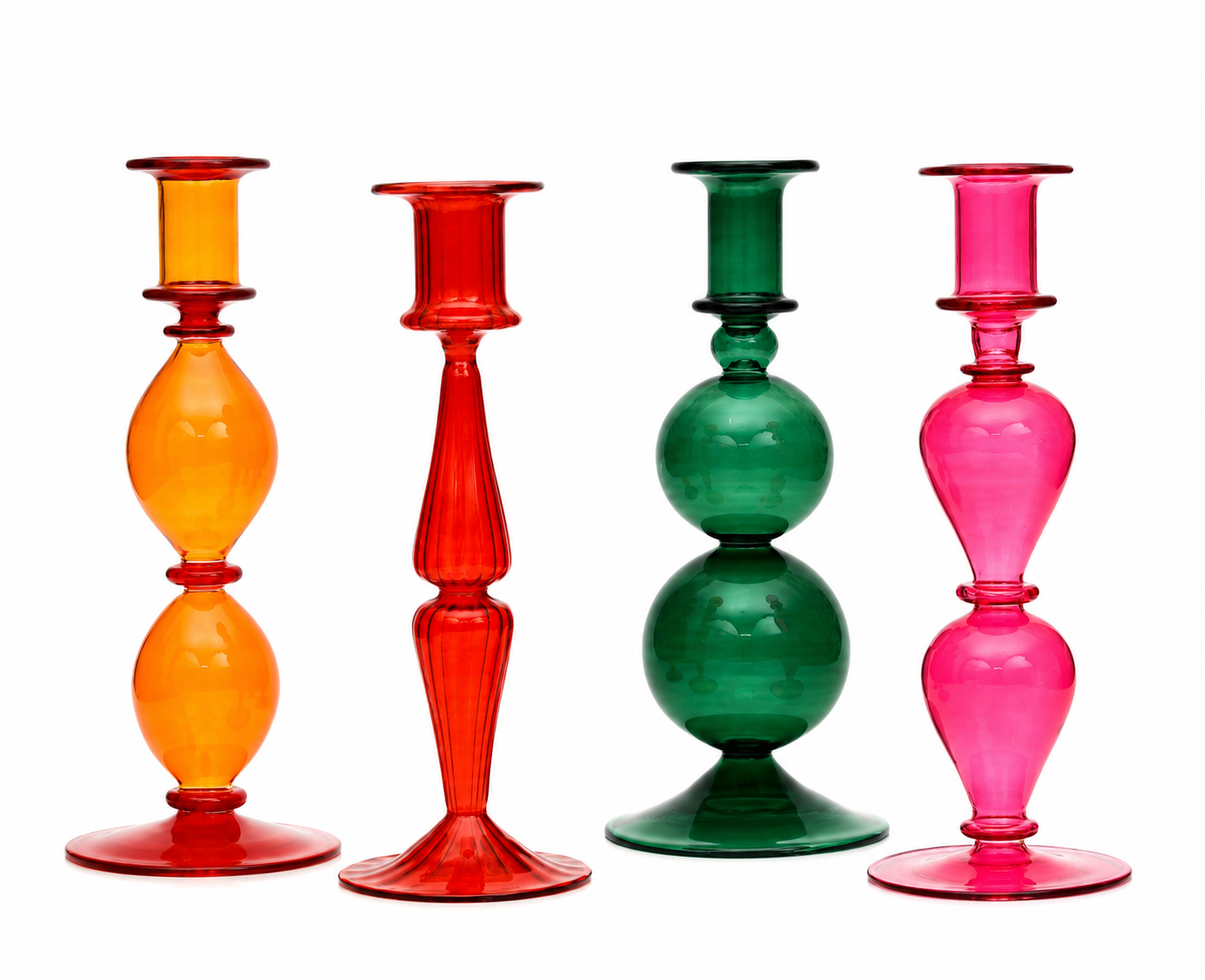 JAWHAR Jewel-Tone Glass Candlestick | Mouth-Blown in Cairo | MISHKAH