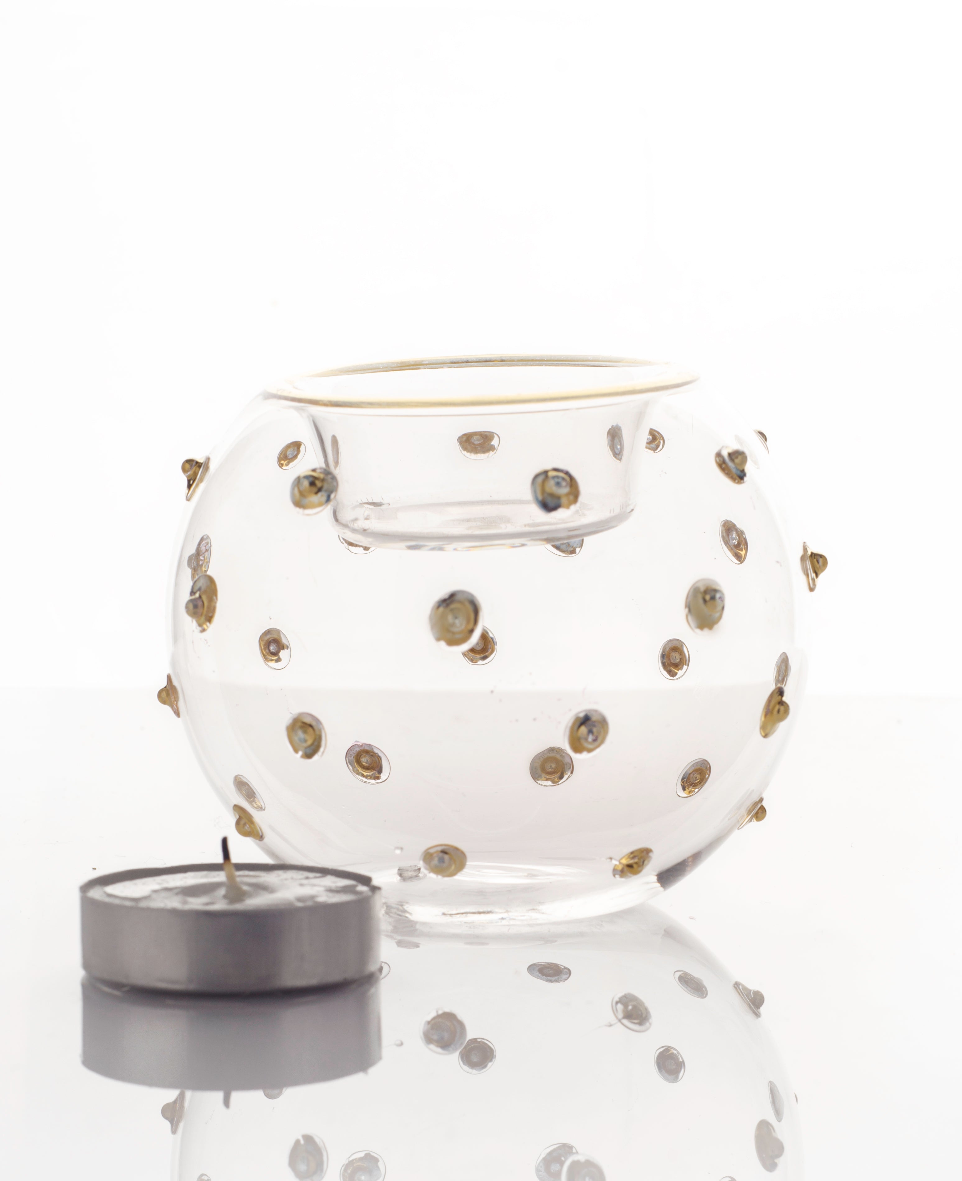 QAMAR Glass Tealight Holder Sphere | Mouth-Blown in Cairo | MISHKAH