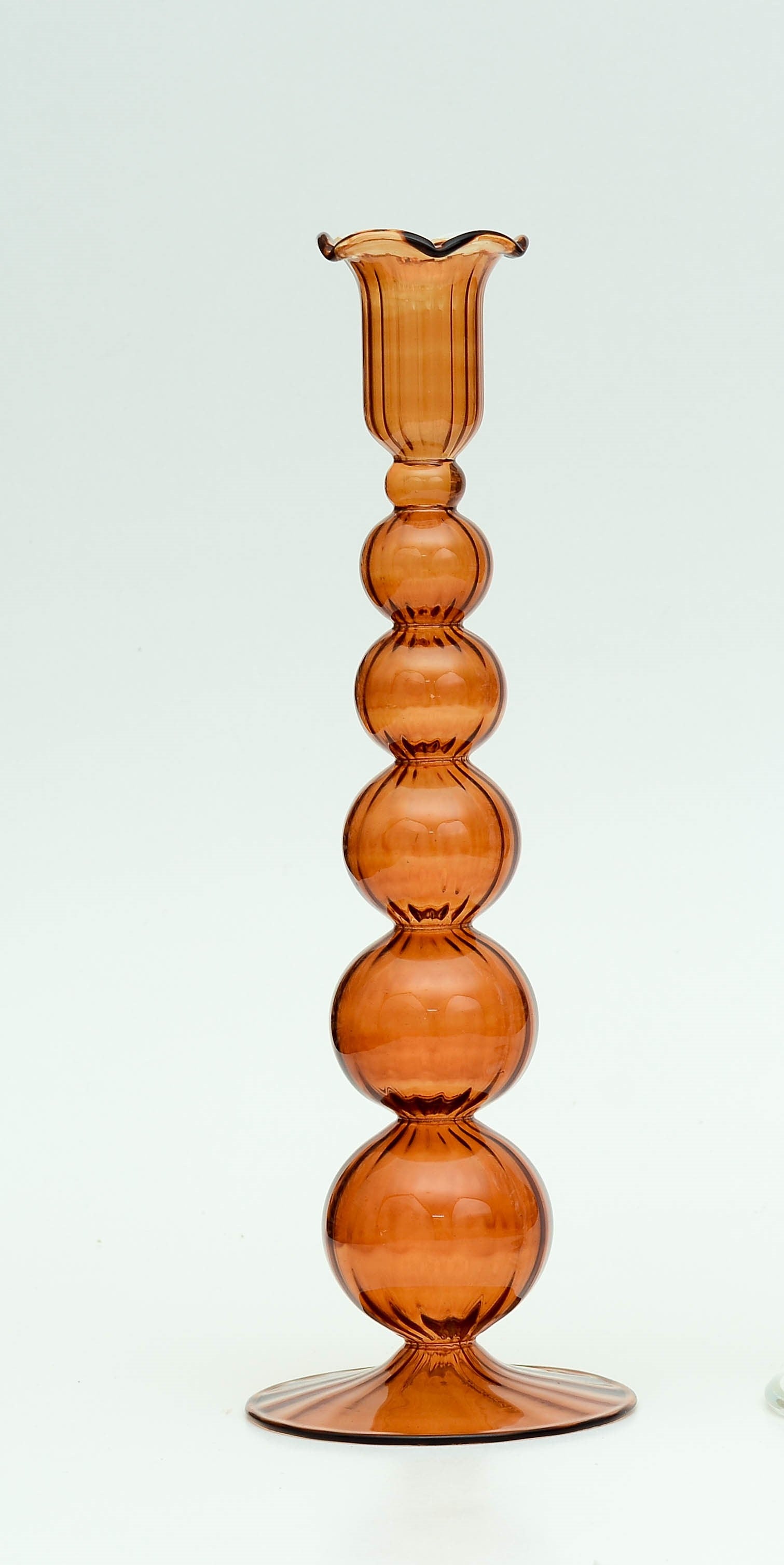 Mira — Amber Bubble Glass Candlestick