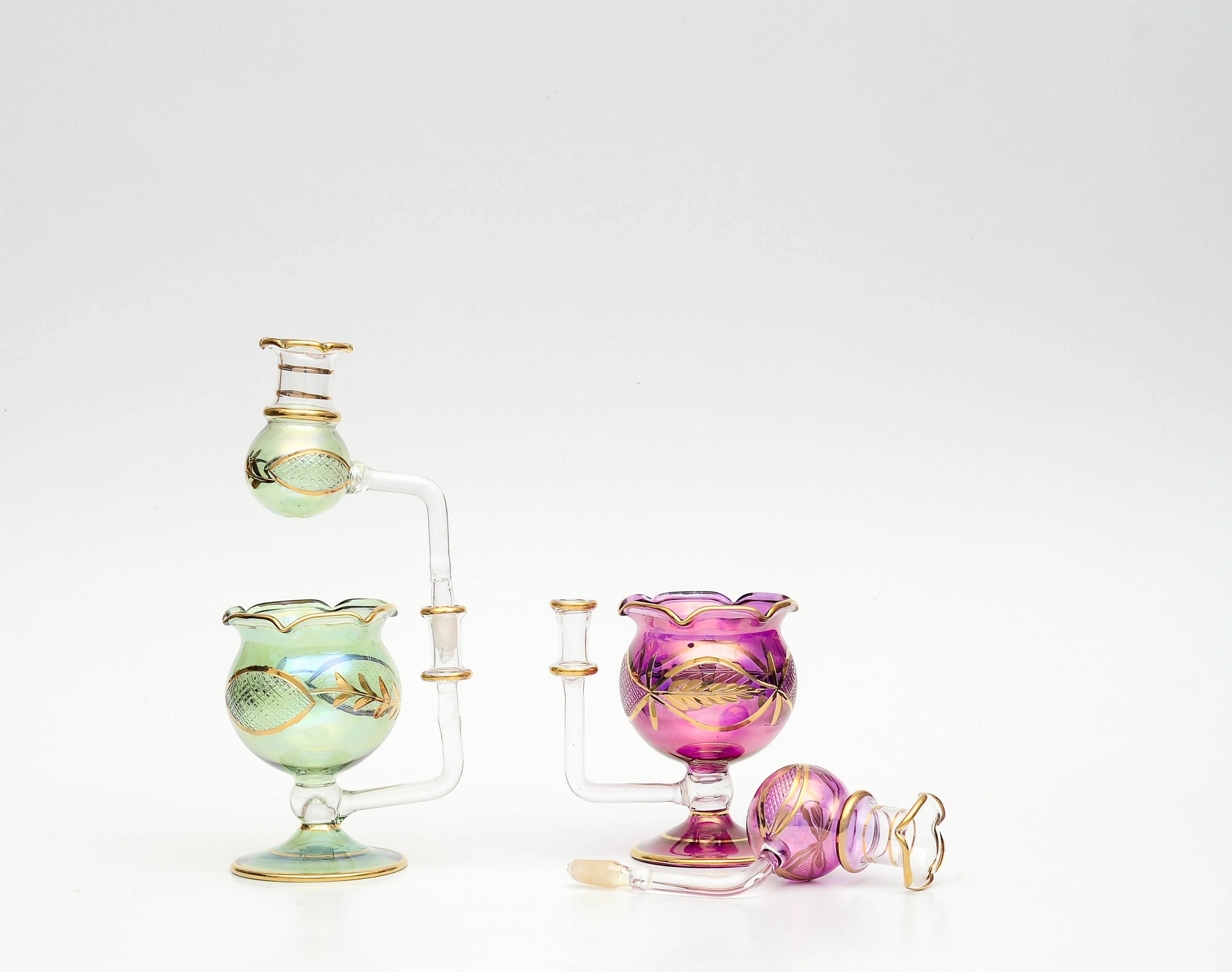 Nasma — Hand-Blown Oil Burner in Sage Green & 24K Gold