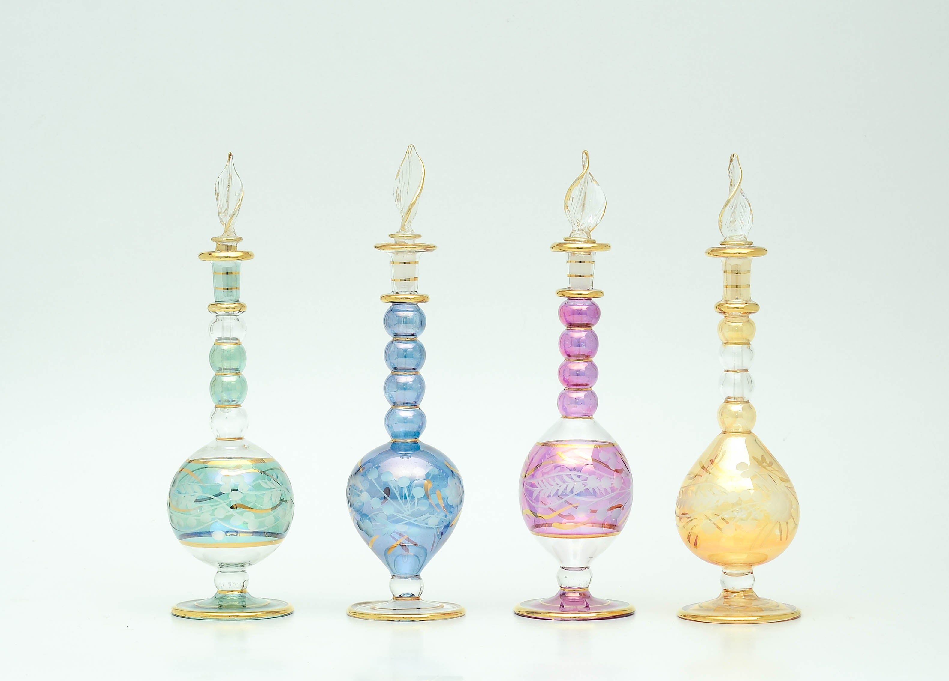 The Qamar Set — Egyptian Perfume Bottles in Four Moon Phases, Set of Four