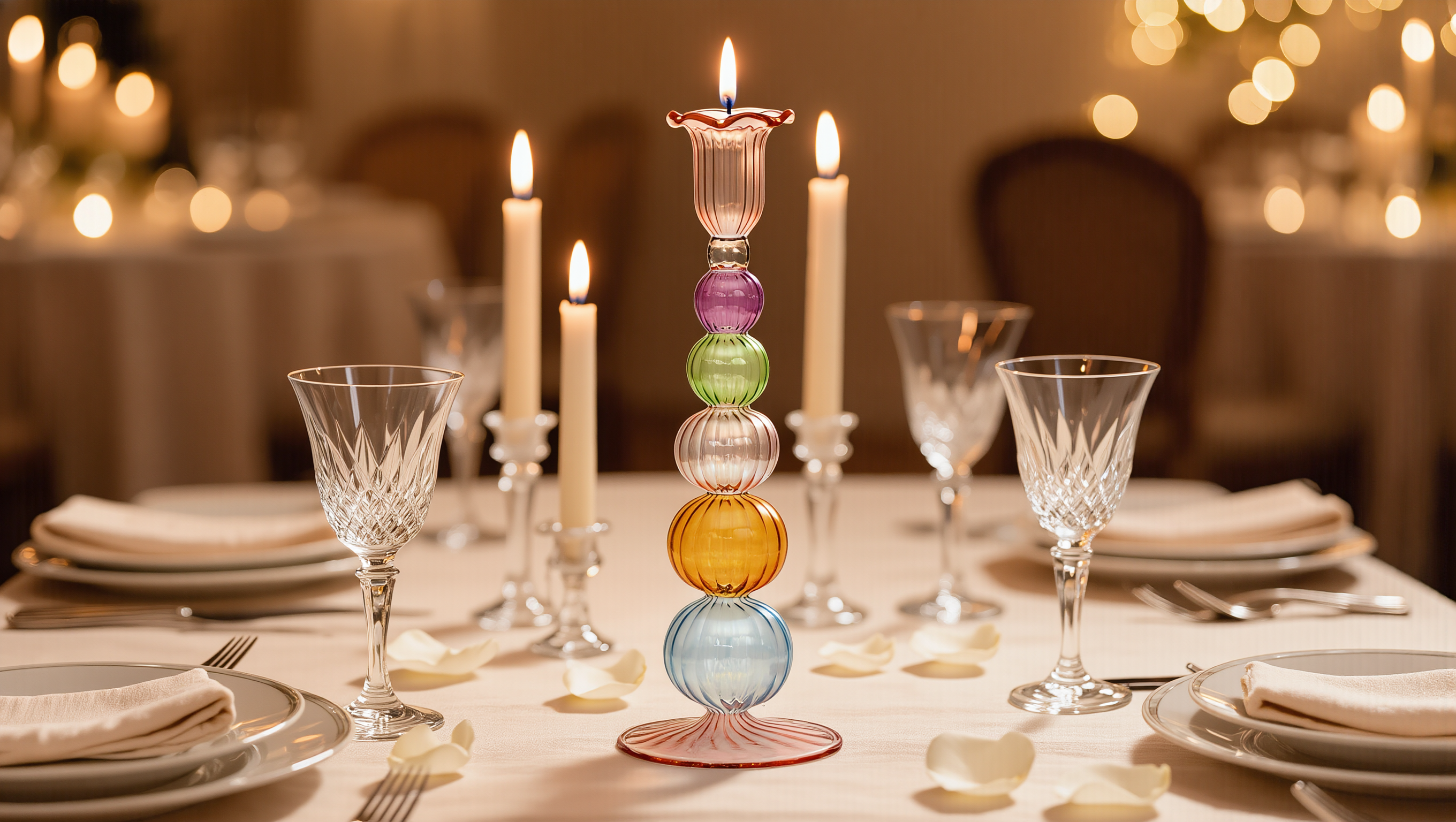 TAYF Multicolor Glass Candlestick | Mouth-Blown in Cairo | MISHKAH